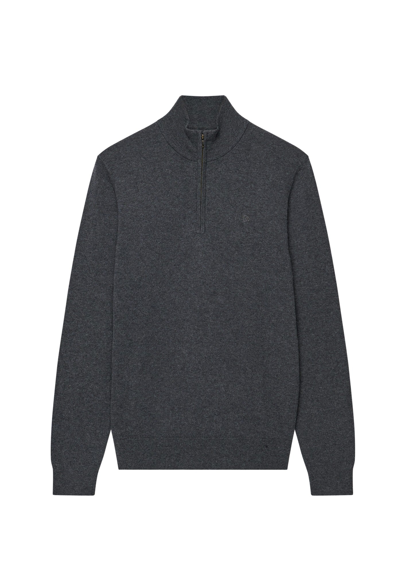 Superdry Essential Lightweight Wool Blend Half Zip Jumper in Iron Grey Marl angled view