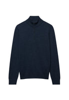 Superdry Essential Lightweight Wool Blend Half Zip Jumper in Rich Navy Marl angled view