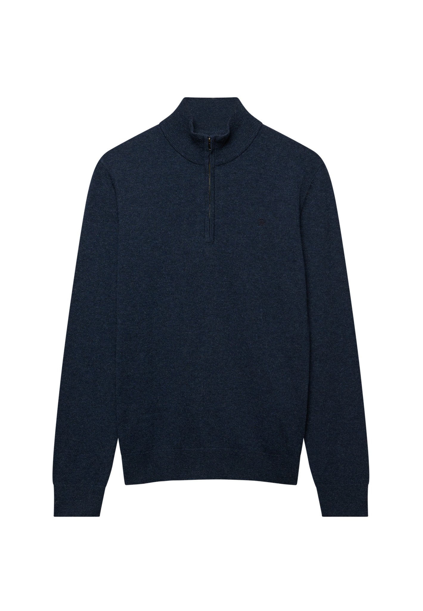 Superdry Essential Lightweight Wool Blend Half Zip Jumper in Rich Navy Marl angled view