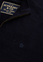 Superdry Essential Lightweight Wool Blend Half Zip Jumper in Deepest Navy half zip detail