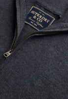 Superdry Essential Lightweight Wool Blend Half Zip Jumper in Iron Grey Marl half zip detail