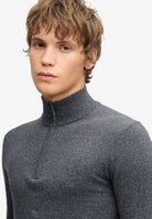 Superdry Essential Lightweight Wool Blend Half Zip Jumper in Iron Grey Marl half model view