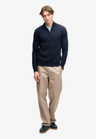 Superdry Essential Lightweight Wool Blend Half Zip Jumper in Rich Navy Marl full length view
