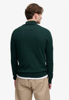 Superdry Essential Lightweight Wool Blend Half Zip Jumper in Deep Pine Green back model view