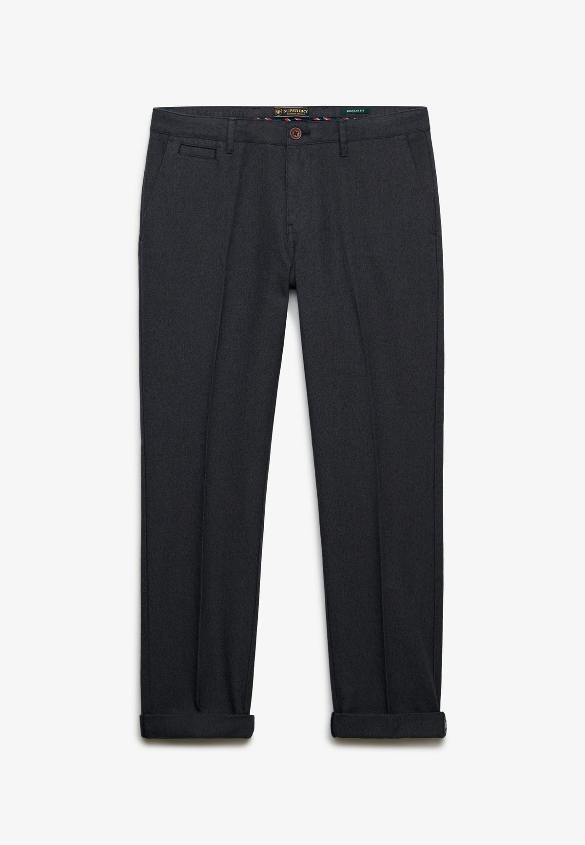 Superdry Premium Textured Regular Chino in Textured Charcoal front view