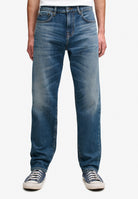Superdry Vintage Tapered Jeans in Buck Blue full length model view