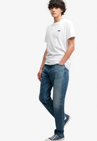 Superdry Vintage Tapered Jeans in Buck Blue half model view