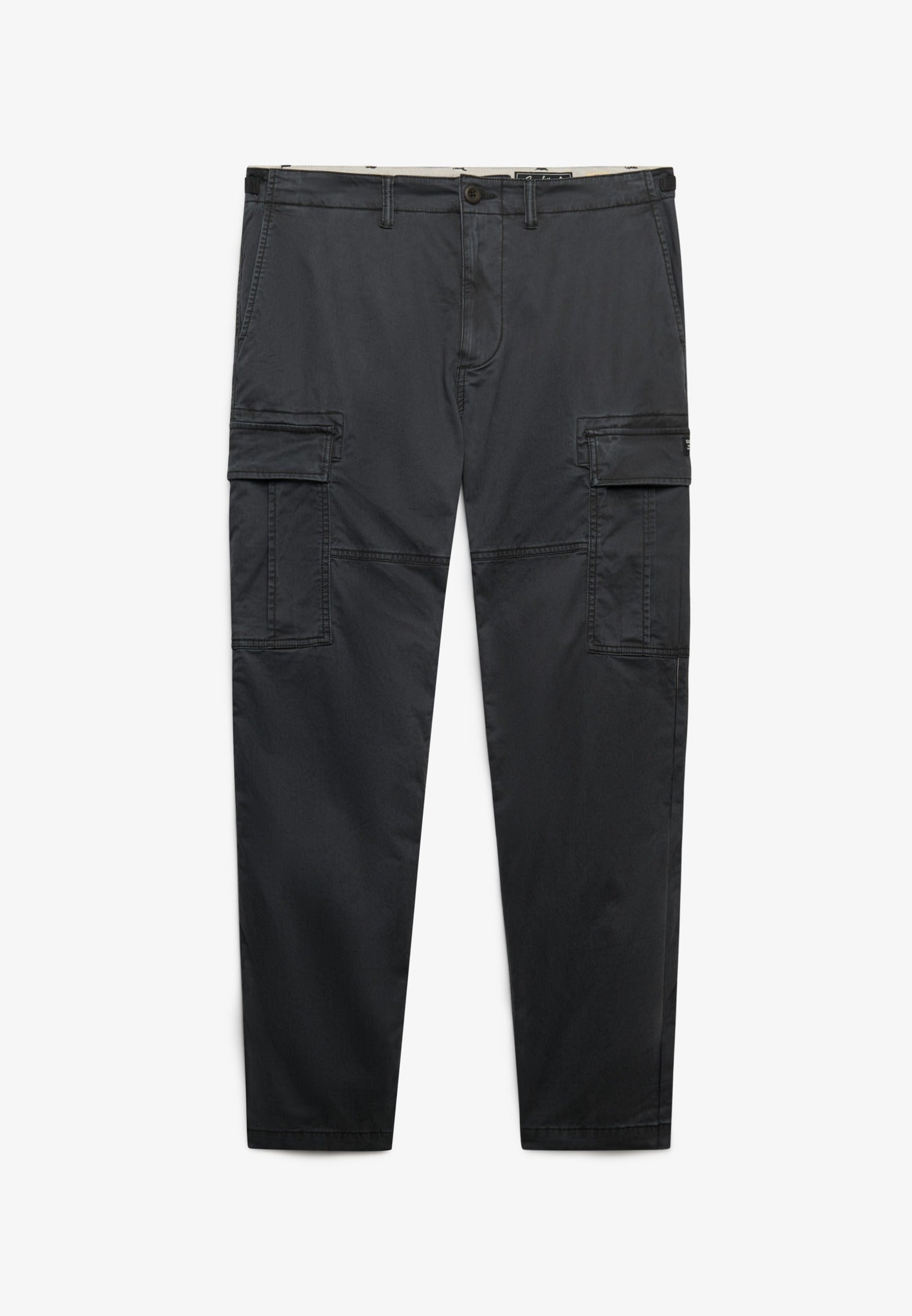 Superdry Regular Taper Cargo Trousers in Blackboard front view