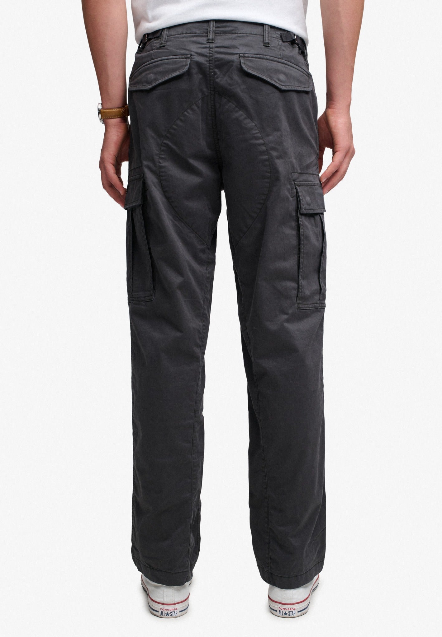Superdry Regular Taper Cargo Trousers in Blackboard back model view