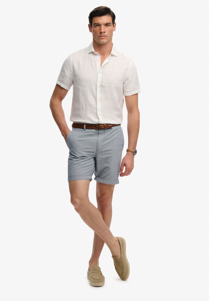SUPERDRY Premium Textured Chino Short-Blue Houndstooth Blue Houndstooth front view