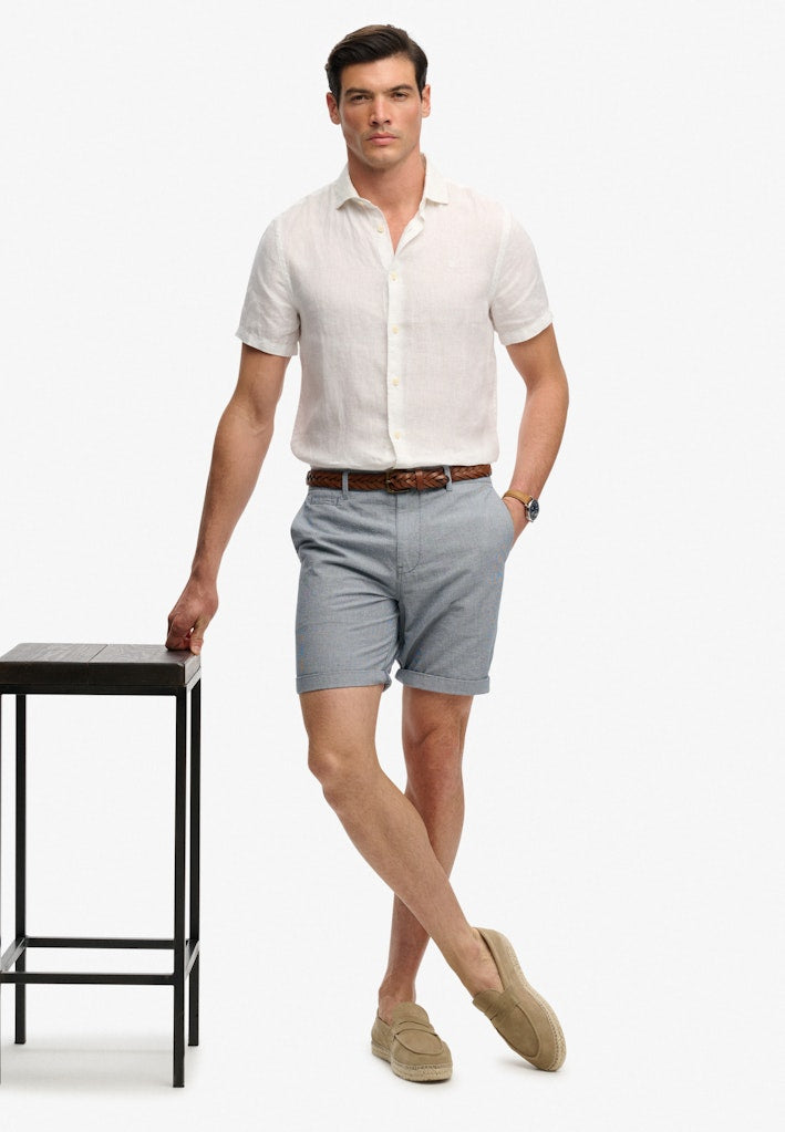Superdry Premium Textured Chino Short-Blue Houndstooth in Blue Houndstooth creative view