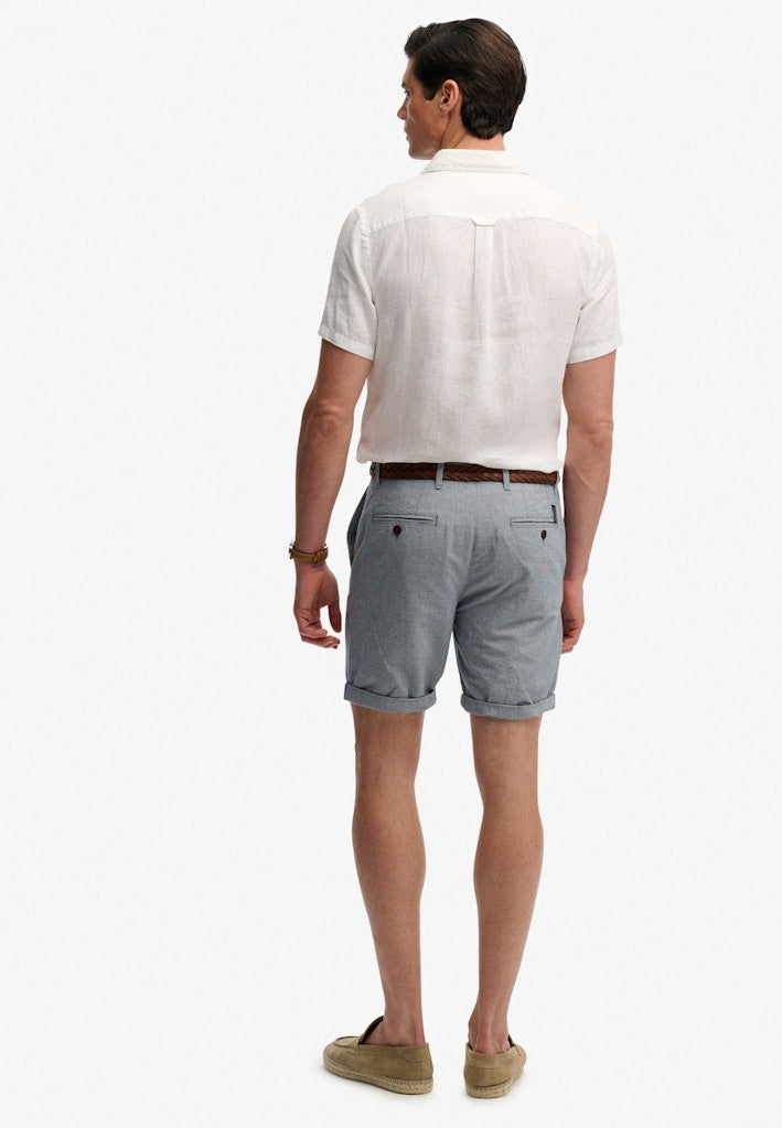 SUPERDRY Premium Textured Chino Short-Blue Houndstooth Blue Houndstooth flat front view