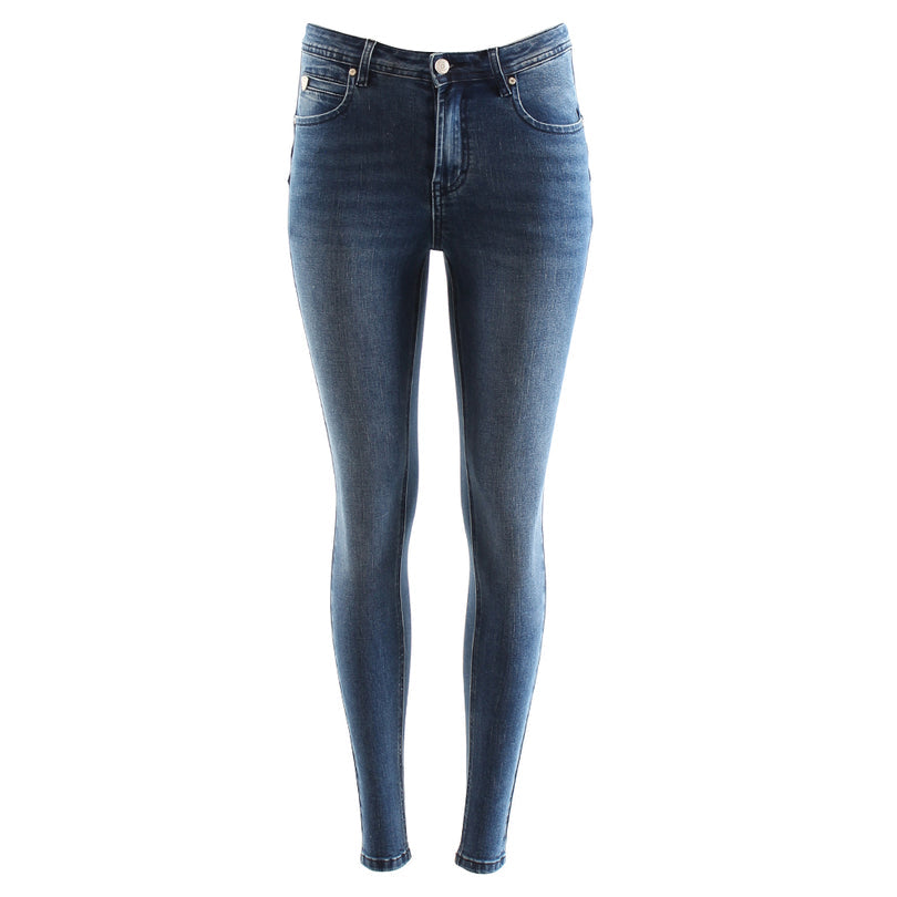 Ladies Maggie Skinny Mid Blue Jeans-Ghost Front View