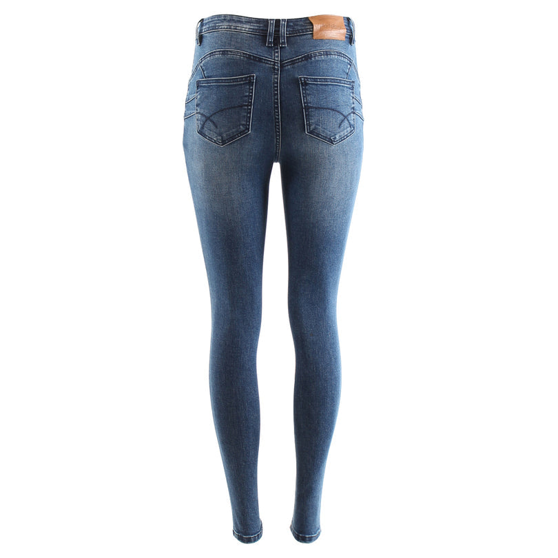 RANT & RAVE LADIES Maggie Skinny Mid Blue Jeans MID BLUE flat front view