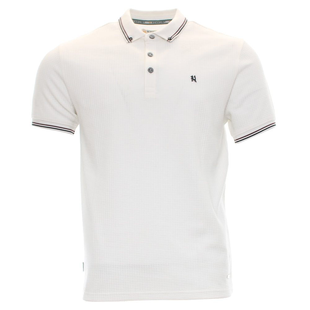 Kenrow Marcel cream textured polo shirt, front view