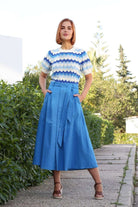 Ladies Mavis Blue Jumper-Model Full Front View