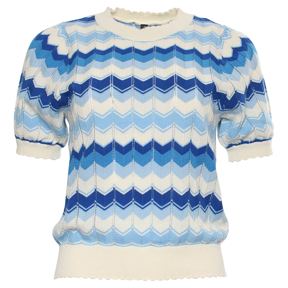 Ladies Mavis Blue Jumper-Ghost Front View