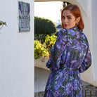 RANT & RAVE LADIES Melani Purple Shirt Midi Dress PURPLE model front view
