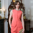 RANT & RAVE LADIES Melody Coral Waistcoat Coral front view