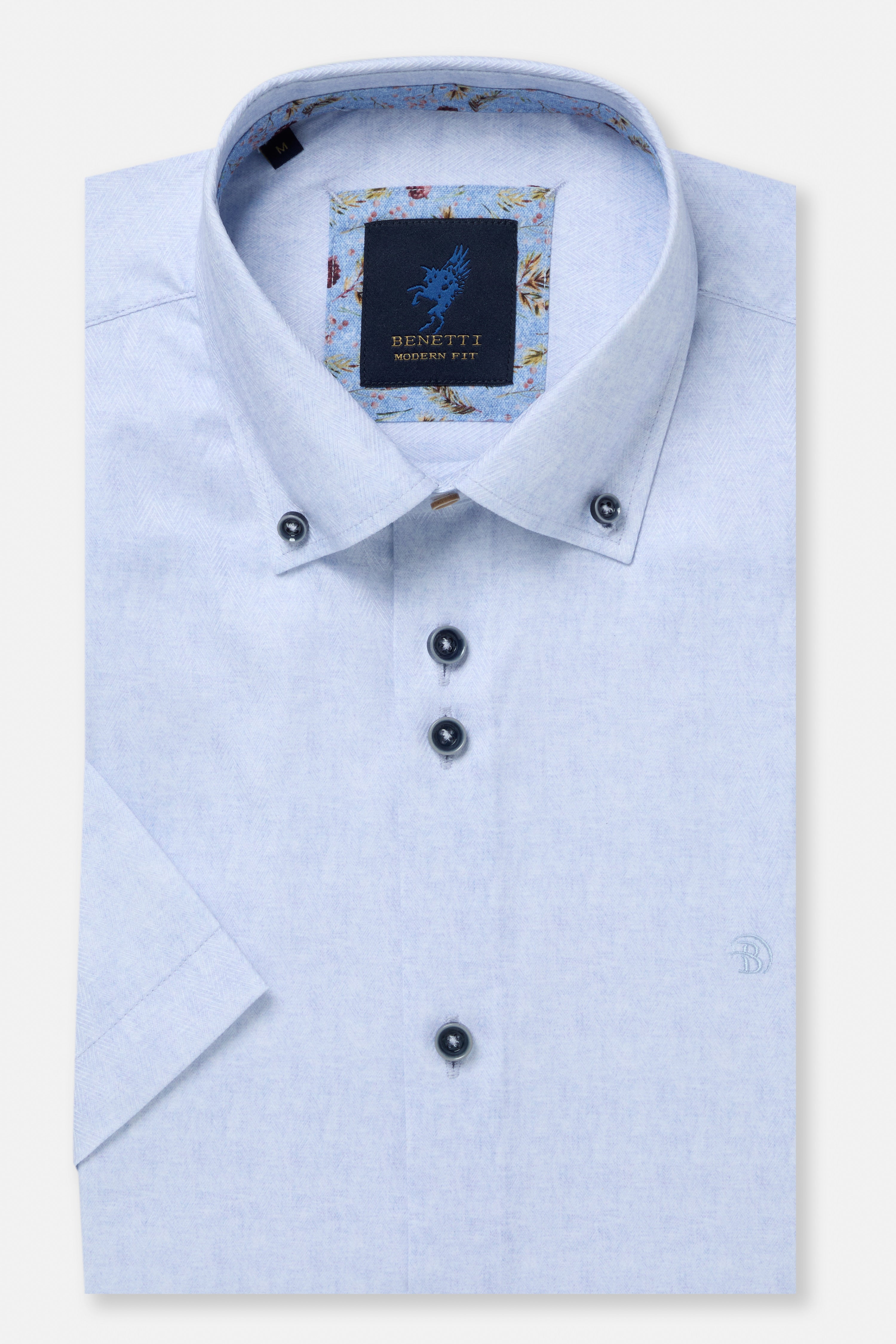 Blue button down short sleeve shirt