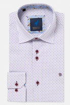 Benetti London Lilac Shirt in LILAC, shown folded with collar, button placket, and patterned print detail visible.
