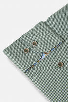 Benetti Riga Long Sleeve Forest Shirt cuff detail with buttoned sleeve and patterned inner trim