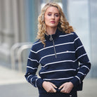 RANT & RAVE LADIES Relax & Renew Molly Navy Half Zip Navy model front view