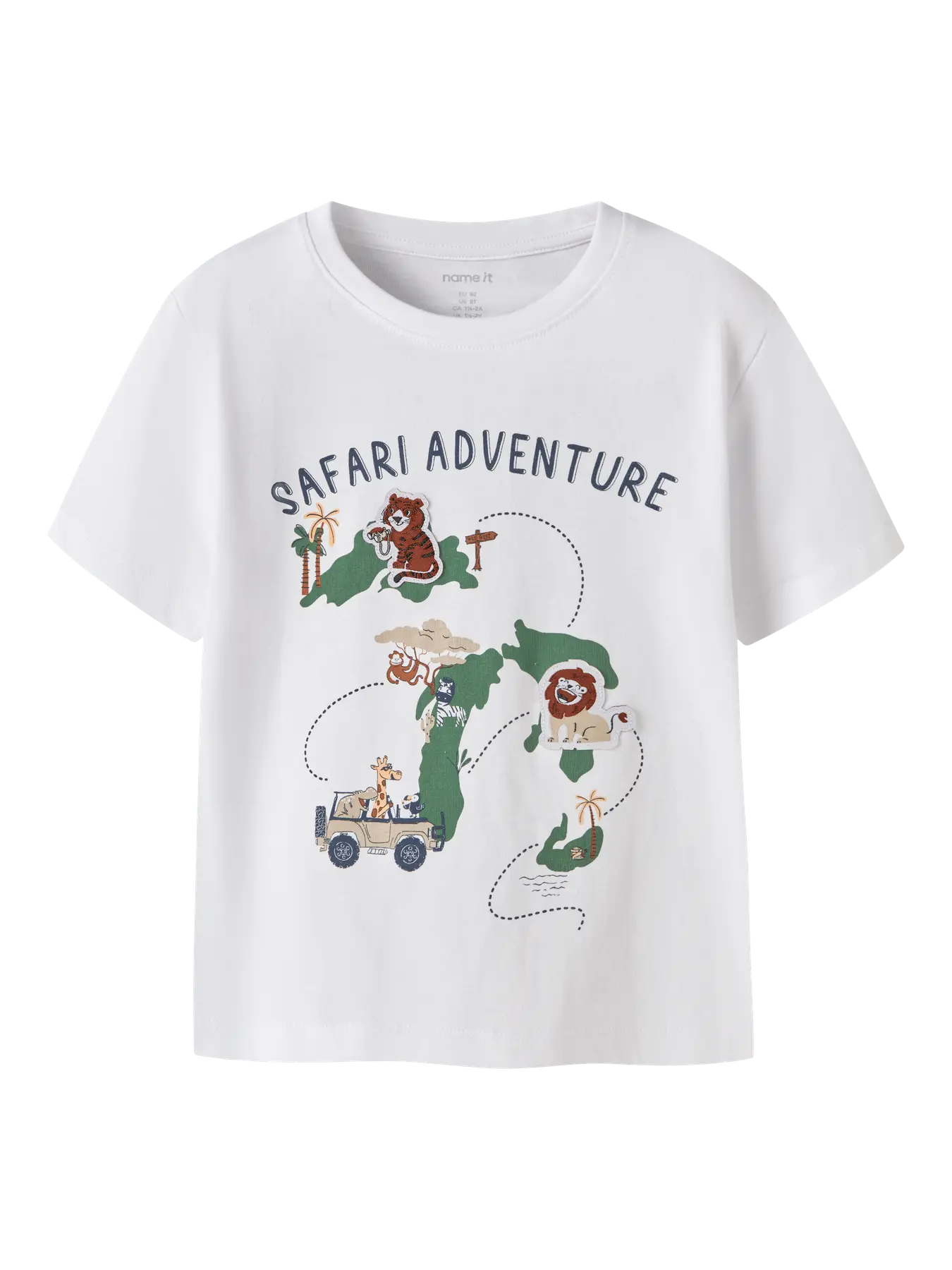 White t-shirt with 'Safari Adventure' graphic on a white background