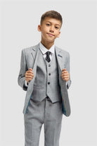 Cavani Boyswear Malibu Grey Boys 3 Piece Suit GREY model front view