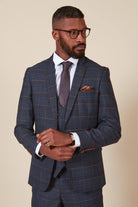 MARC DARCY Jenson Marine Check Jacket MARINE front view
