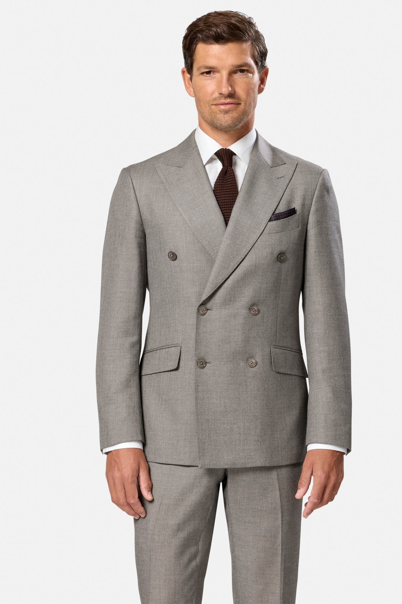 Marco Double Breasted 2 Piece Stone Suit