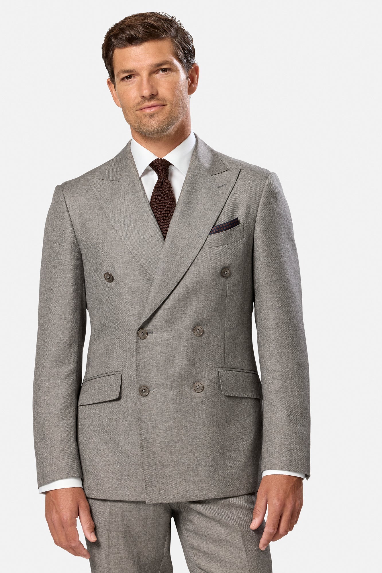 Marco Double Breasted 2 Piece Stone Suit