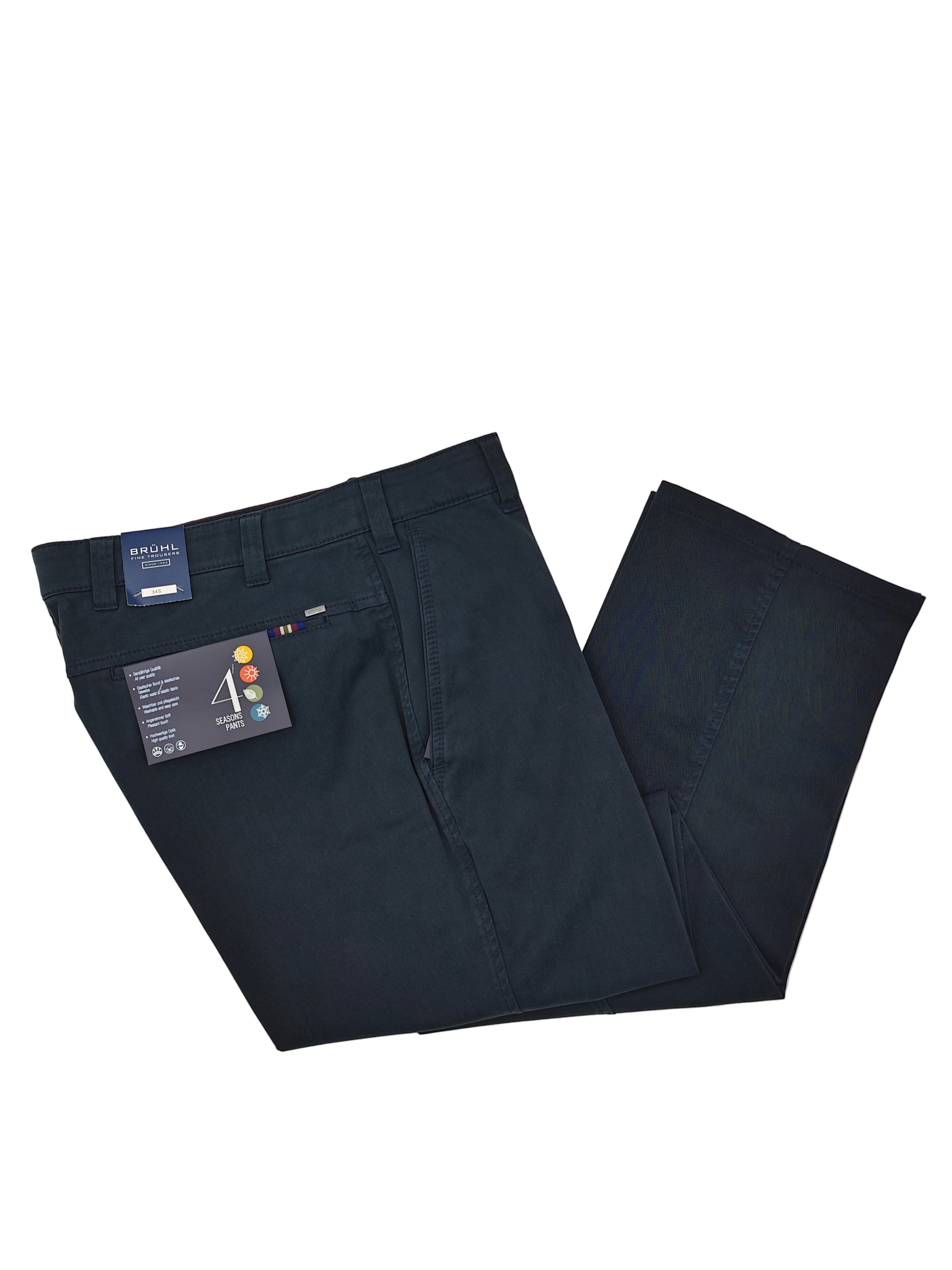 BRUHL Marine Catania B Chinos (without belt) Washed Navy model front view