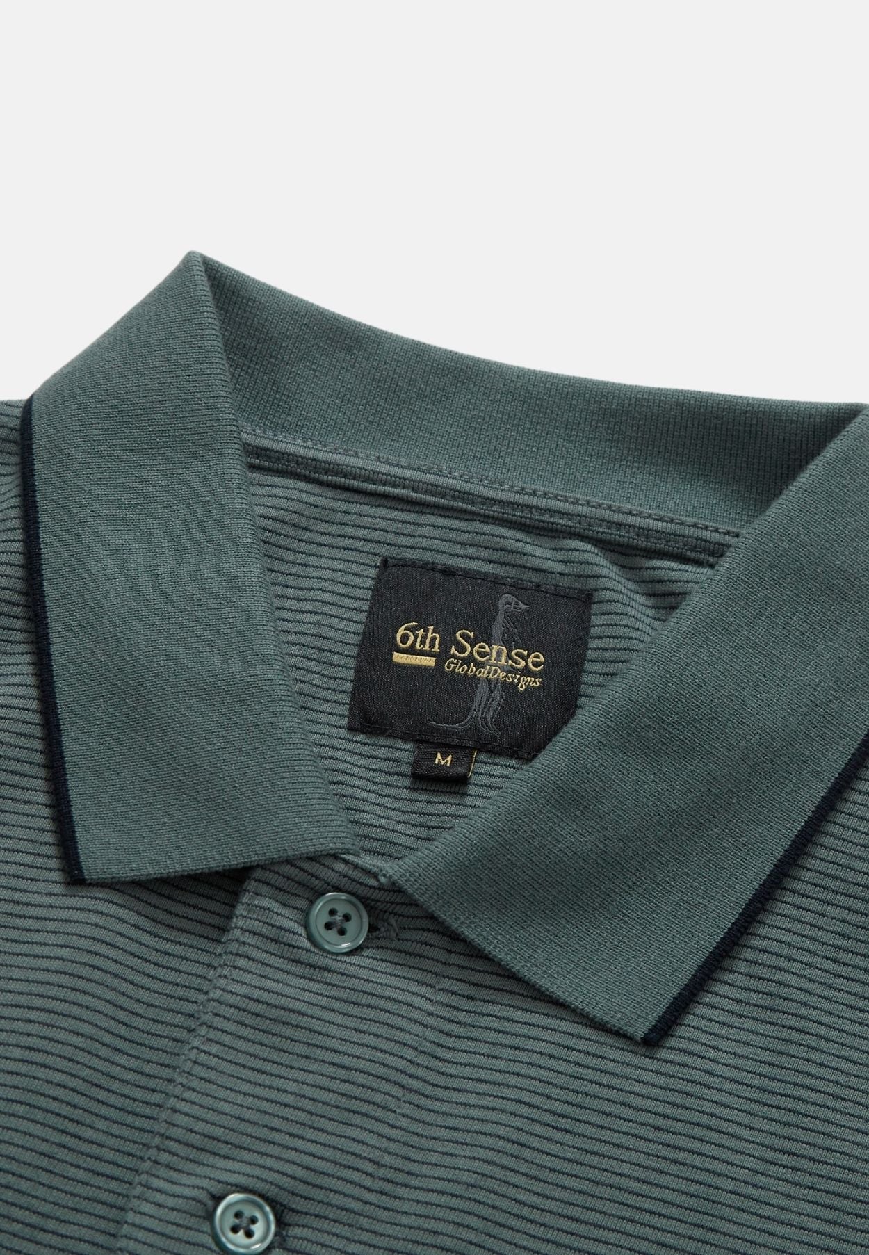 Men's Sailor Balsam Green Polo Shirt-Collar View