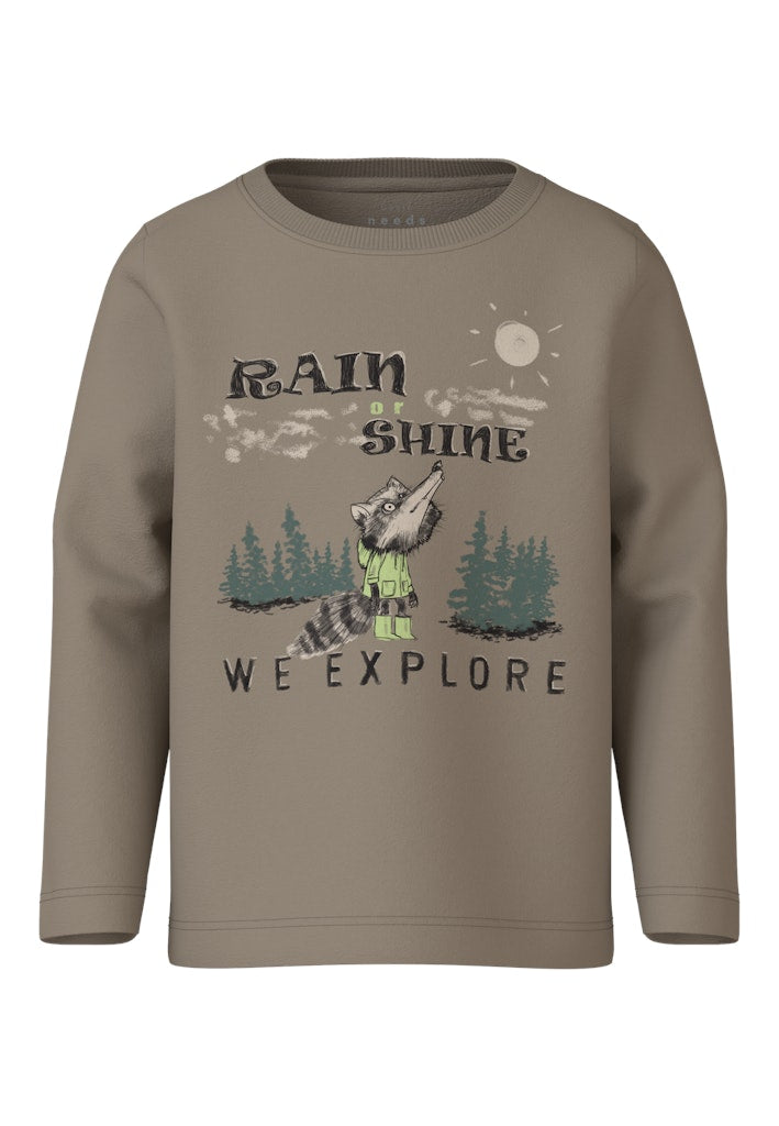 Boy's Vux Long Sleeve Top-Weathered Teak-Front View