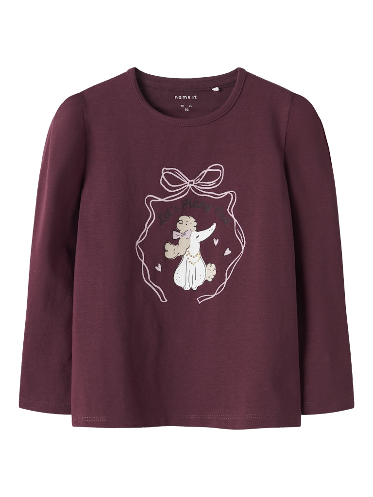 Roginaja Long Sleeve Top-Burgundy-Front View