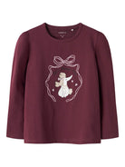 NAME IT Roginaja Long Sleeve Top-Burgundy Burgundy front view