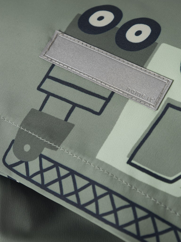 Close-up of a robot design on a fabric surface