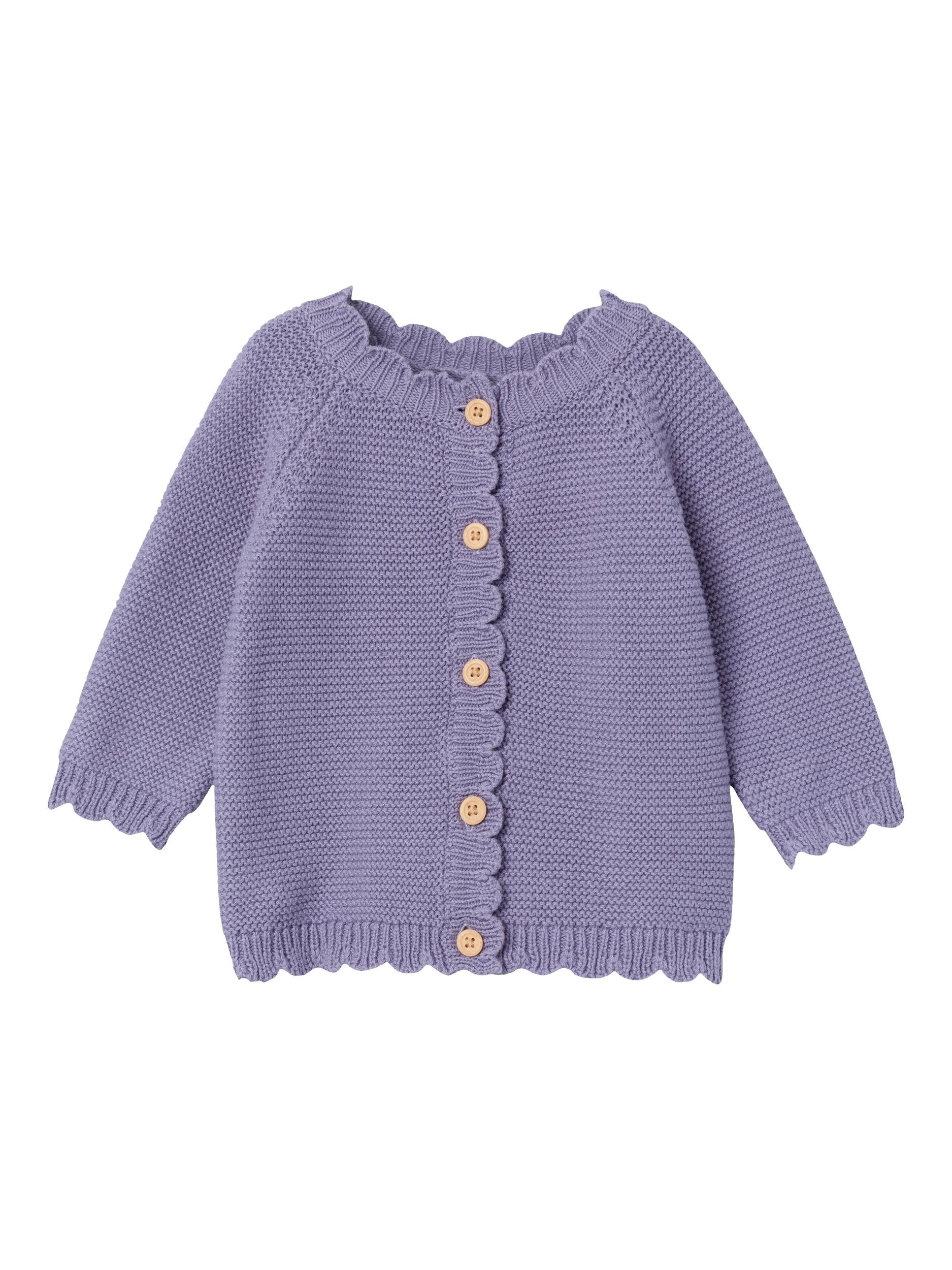 Girl's Kisille Long Sleeve Knit Card - Lavender Gray-Front View