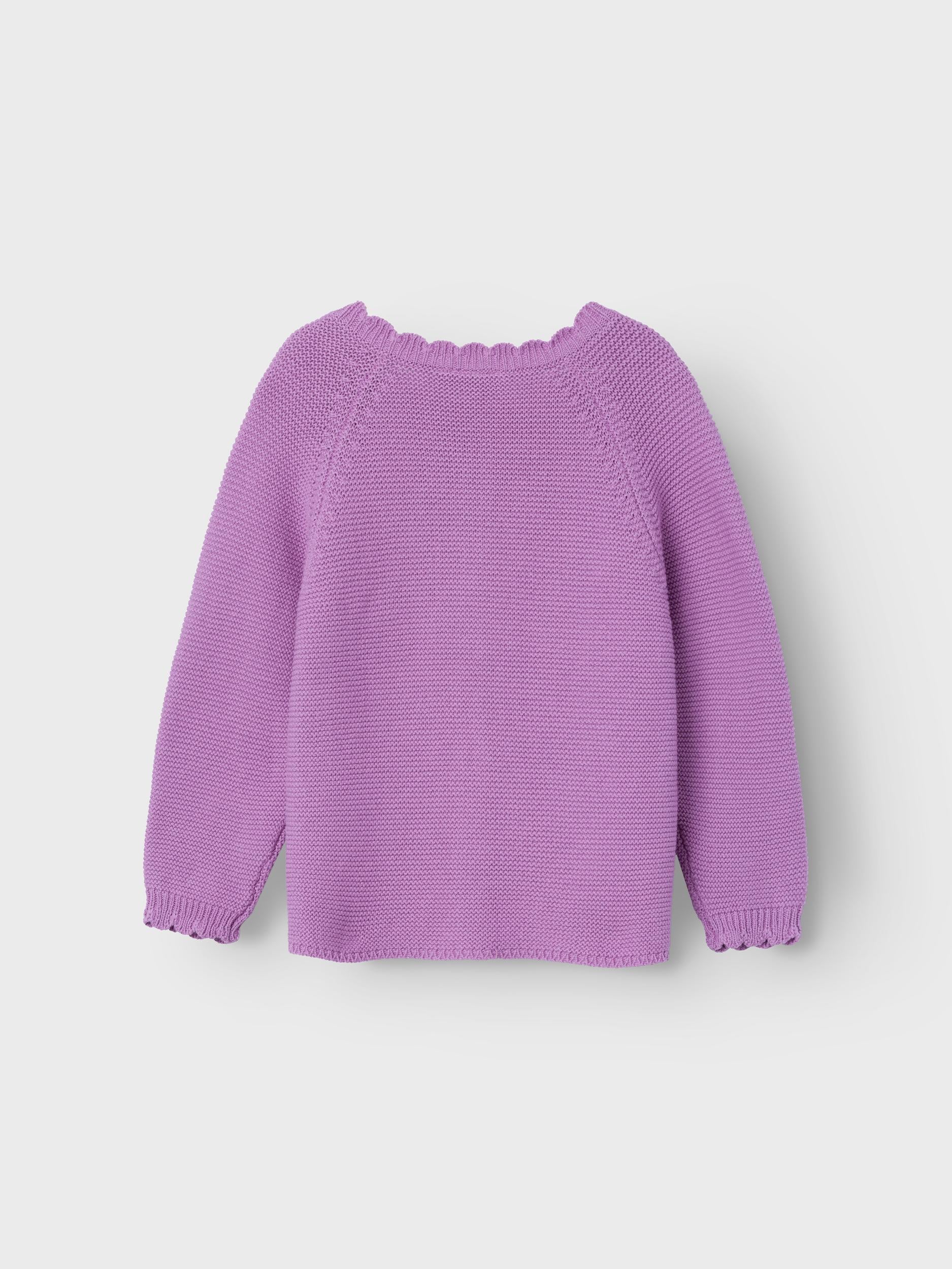 Girl's Kisille Long Sleeve Knit Card - Violet Tulle-Back View