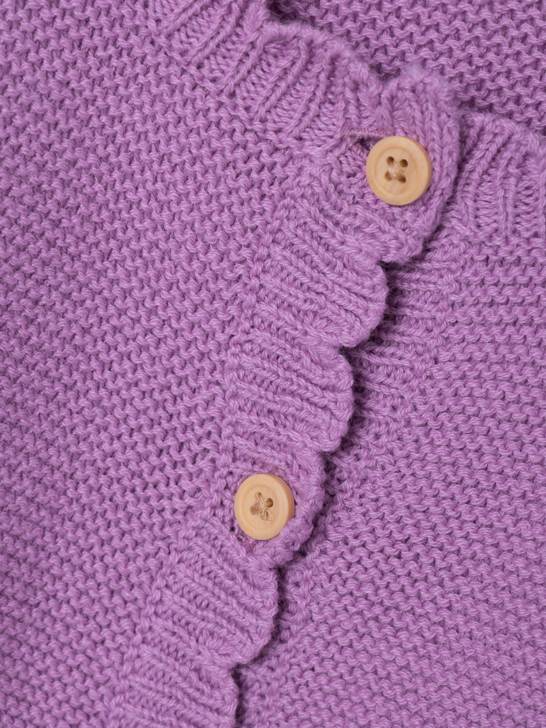Girl's Kisille Long Sleeve Knit Card - Violet Tulle-Button View