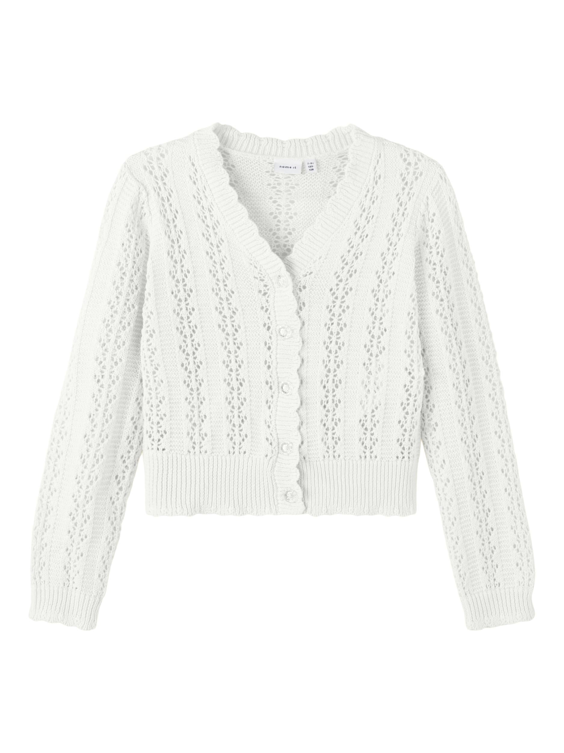 Girl's Finanne Long Sleeve Knit Cardigan-Ghost Front View