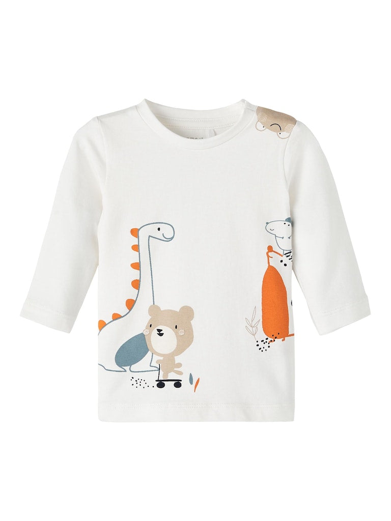 Boy's Loris Long Sleeve Top-White Alyssum-Front View