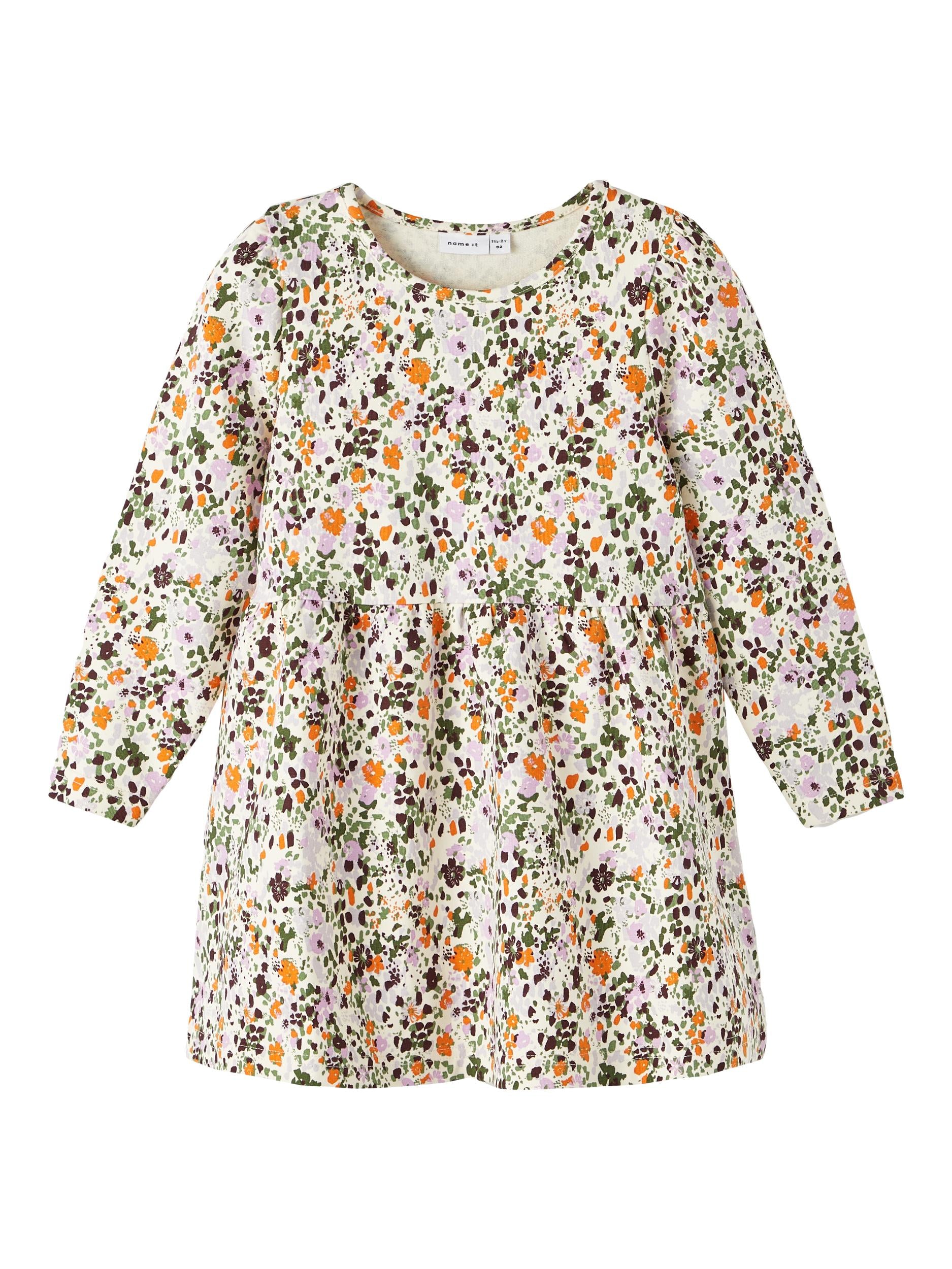 Girl's Lucca Sweat Dress-Buttercream-Front View