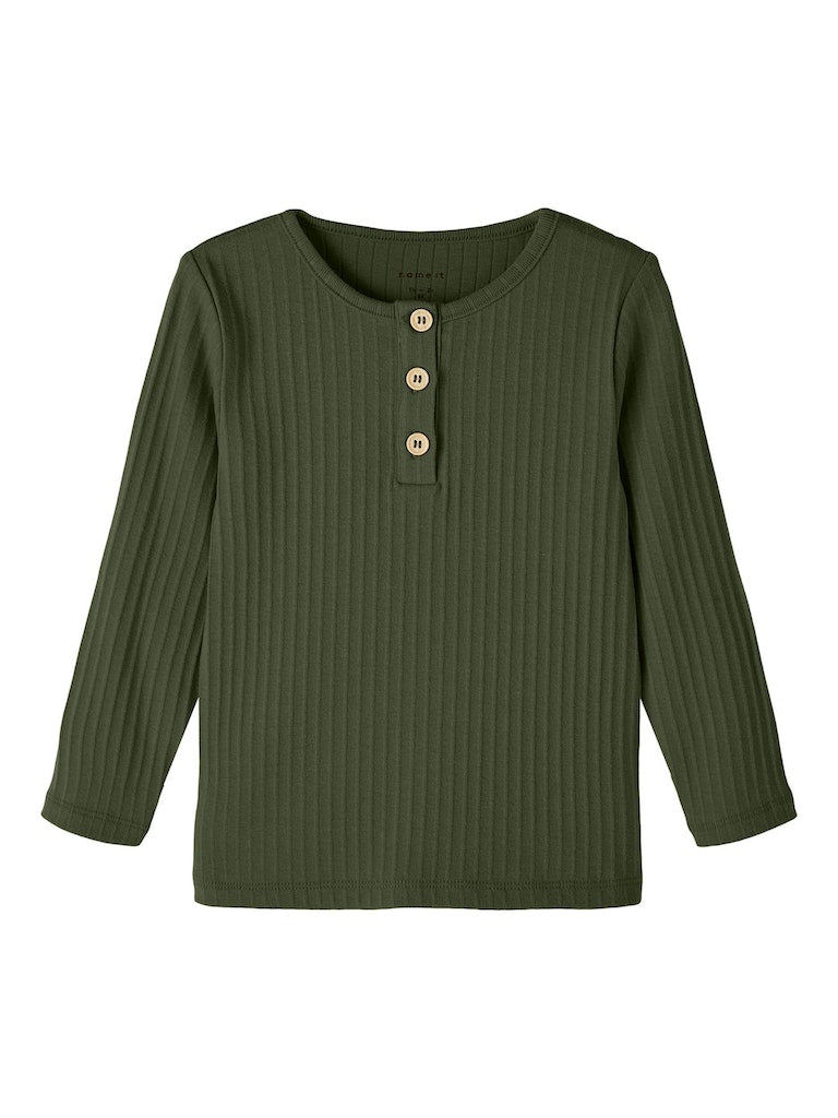 Boy's Lennon Long Sleeve Top-Rifle Green-Front View