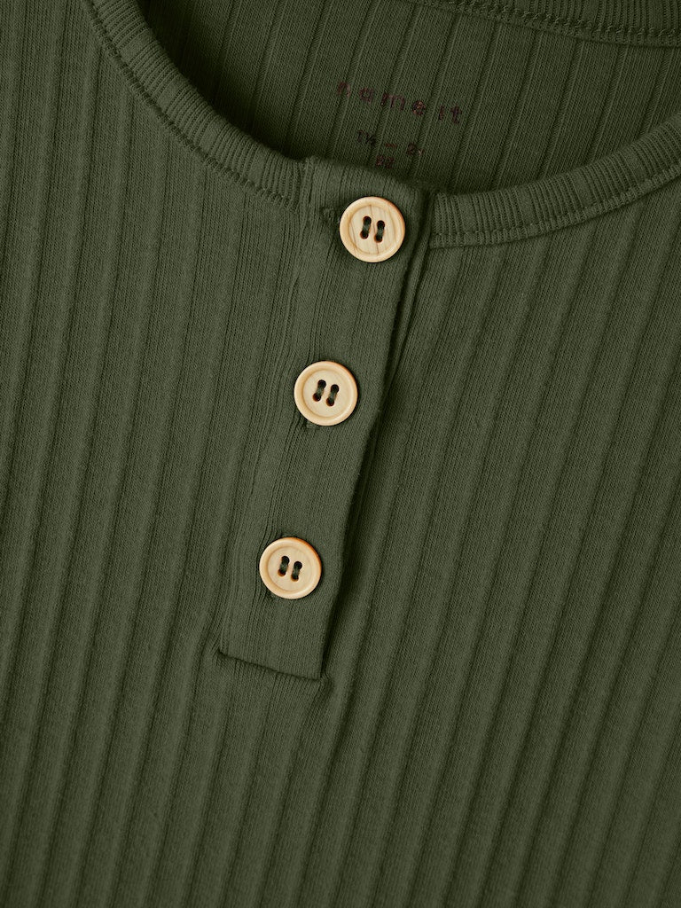 Boy's Lennon Long Sleeve Top-Rifle Green-Close Up View