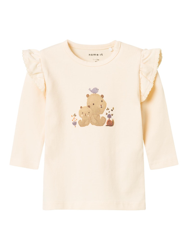 Girl's Lindy Long Sleeve Top-Buttercream-Front View