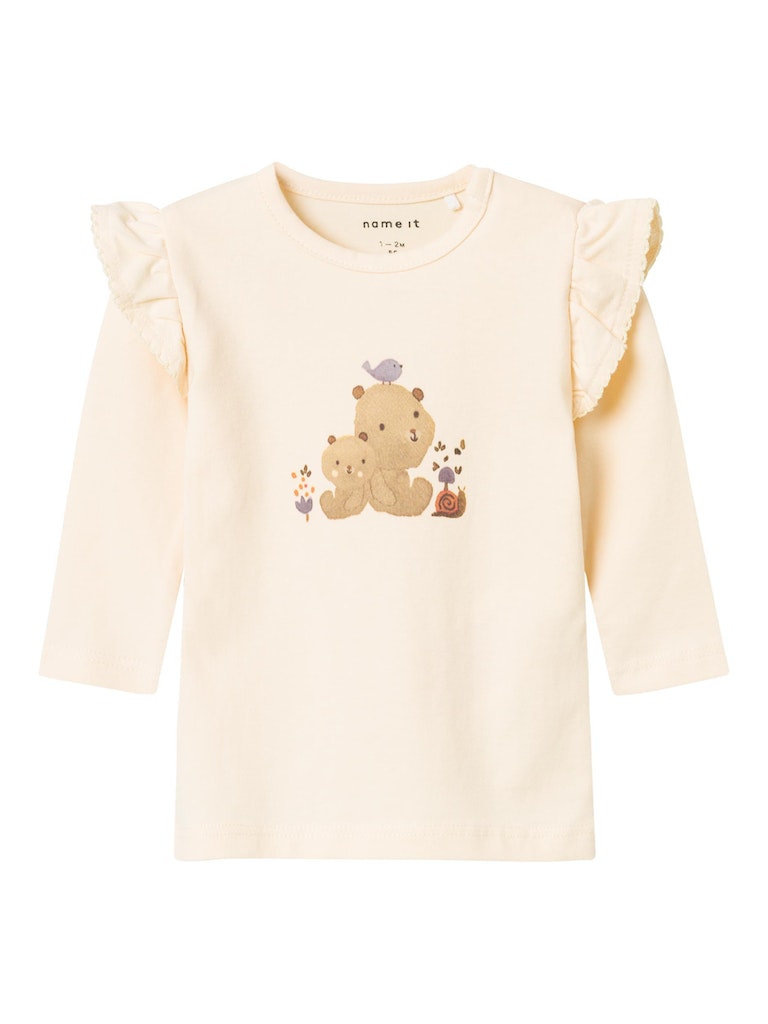 NAME IT Lindy Long Sleeve Top-Buttercream Buttercream front view