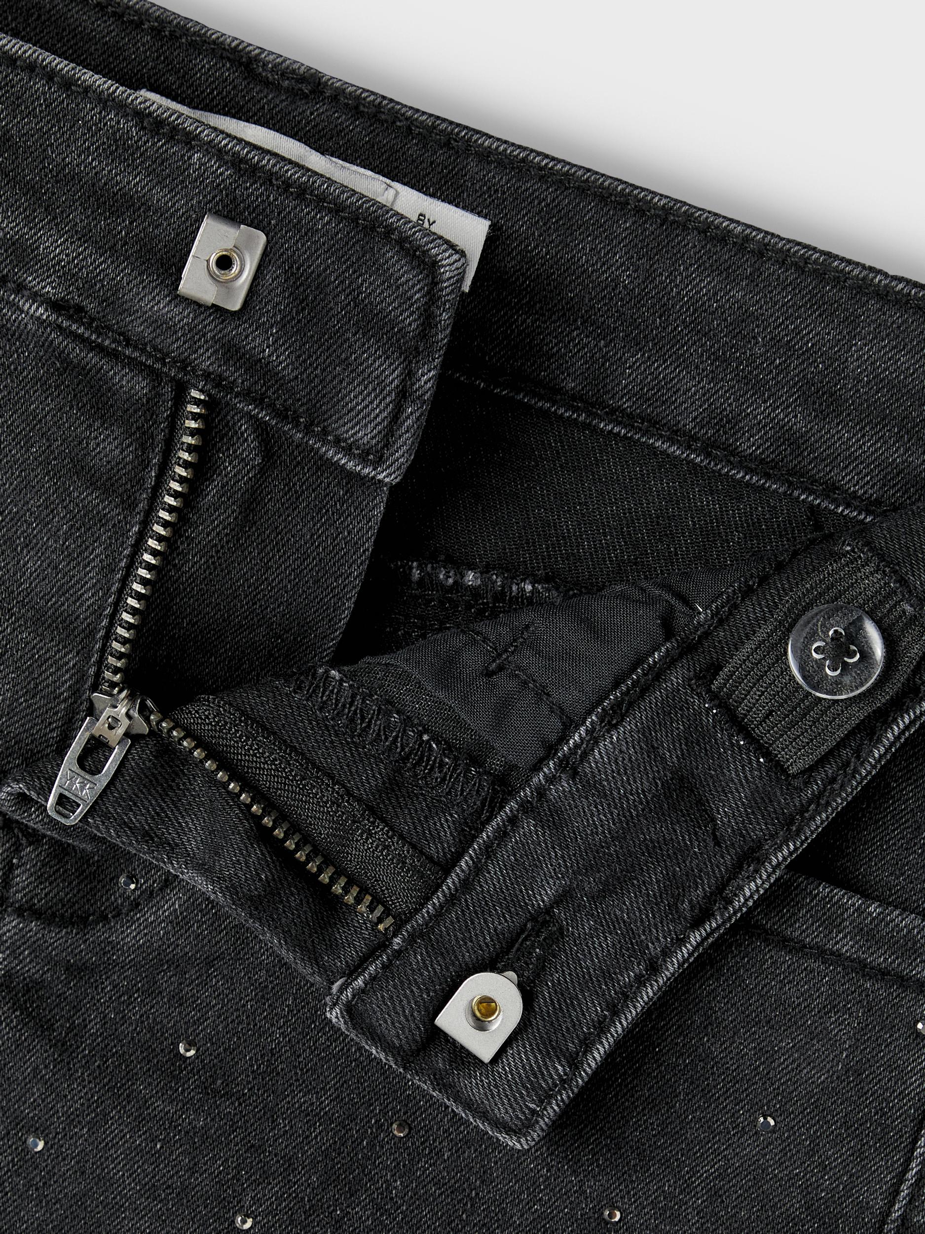 NAME IT Sia Slim Denim Skirt 6138-Black Denim Black Denim model front view
