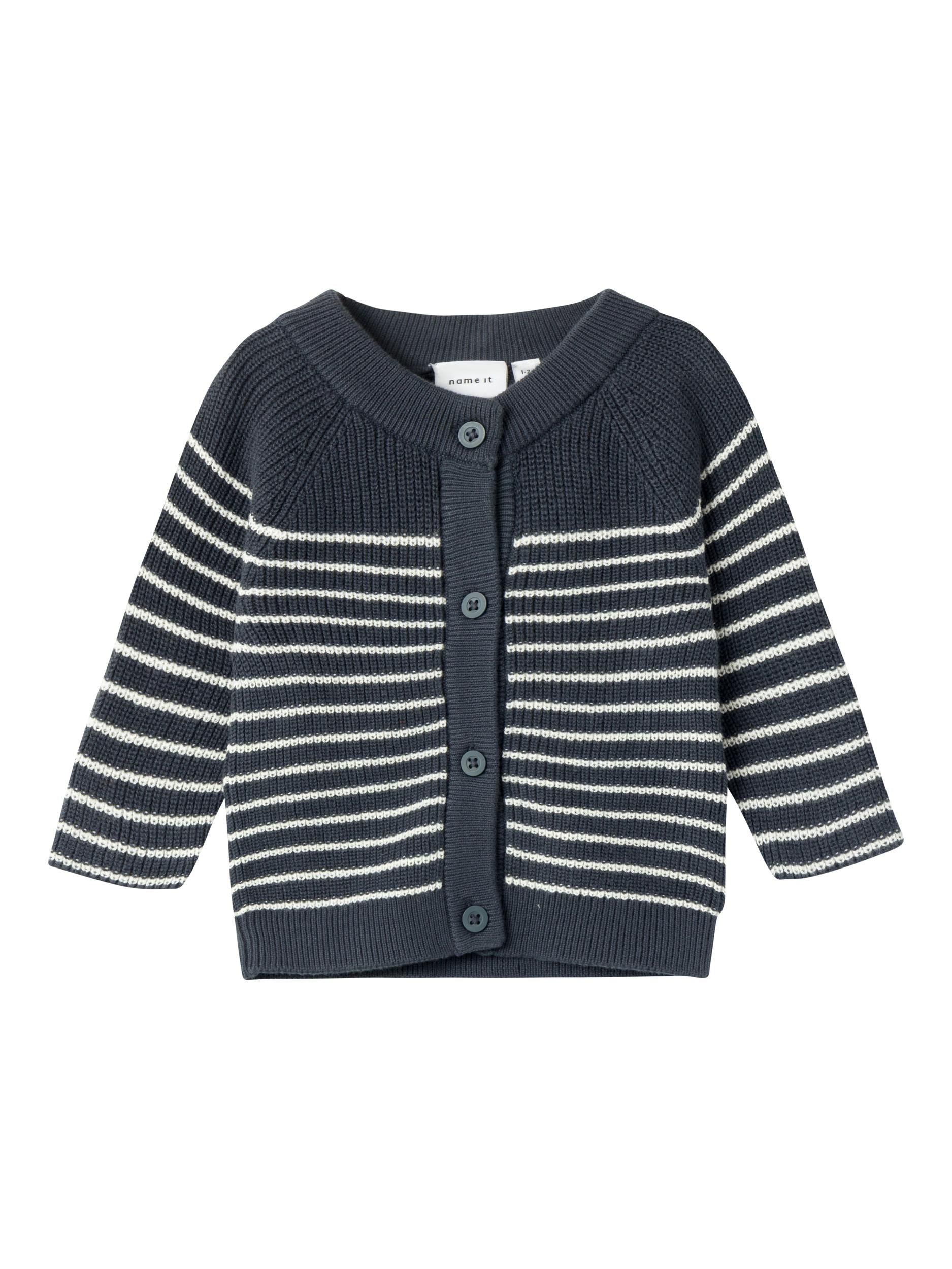 Boy's Nesalle Long Sleeve Knit Cardigan-India Ink-Front View